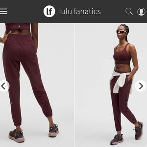Lululemon Adapted State High-Rise Jogger Full Length Sz 0 Garnet Swift 2081